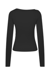 Culver Draped Twist Knit Top - Black