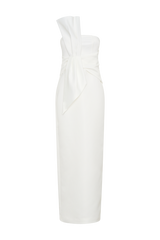 Cyrill Strapless Satin Structured Maxi Dress - White