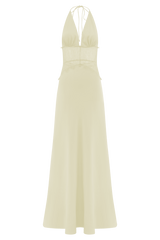 Dinah Lace And Satin Maxi Dress - Lemon