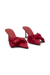 Elena Pointed Satin Bow Heel - Red