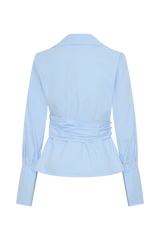 Eugenia Wrap Cotton Shirt - Blue