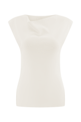 Francisca Cowl Neck Knit Top - White