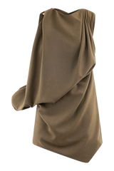 Gabriella Draped Mini Dress - Light Brown Marle