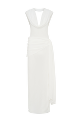 Giulia Chiffon Draped Maxi Dress - White
