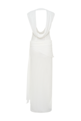 Giulia Chiffon Draped Maxi Dress - White