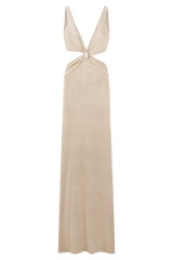 Gracelyn Twisted Metallic Knit Maxi Dress - Gold