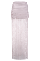 Guinevere Lace And Mesh Maxi Skirt - Lilac