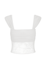 Guinevere Lace And Mesh Top - Ivory