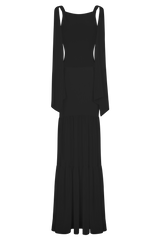 Haille Knit Chiffon Maxi Dress - Black