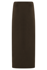 Hayes Faux Suede Midi Skirt - Chocolate