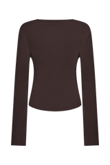 Isabella Long Sleeve Knit Top - Chocolate