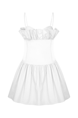 Janis Cotton Frill Mini Dress - White
