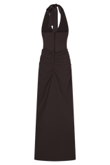 Jonna Chiffon And Mesh Maxi Dress - Dark Chocolate