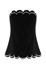 Judith Strapless Scallop Top - Black