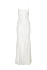 Kailey Low Back Maxi Dress With Detachable Bow Train - White