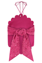 Kensley Broderie Halter Top - Dragonfruit