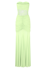 Khadijah Lace And Mesh Maxi Dress - Sage