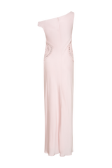 Kristina Satin Maxi Dress With Crochet - Pale Pink