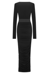 Louanne Slinky Long Sleeve Maxi Dress - Black