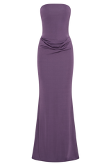Madison Strapless Slinky Maxi Dress - Purple