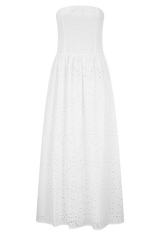 Maureen Broderie Strapless Maxi Dress - White