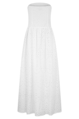 Maureen Broderie Strapless Maxi Dress - White
