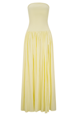 Maureen Cotton Shirring Maxi Dress - Lemon