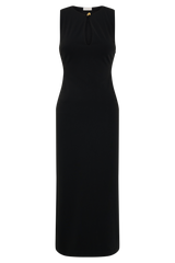 Norah Sleeveless Crepe Midi Dress - Black