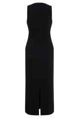 Norah Sleeveless Crepe Midi Dress - Black