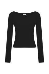 Paedyn Merino Wool Ribbed Long Sleeve Top - Black