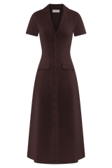 Pearson Short Sleeve Knit Midi Dress - Chocolate