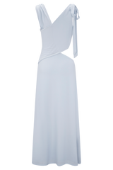 Raleigh Asymmetrical Slinky Midi Dress - Pale Blue