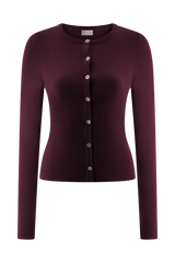 Reese Fitted Knit Cardigan - Merlot