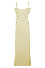 Rosalie Floral Chiffon Maxi Dress - Pastel Lemon