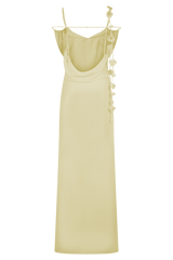 Rosalie Floral Chiffon Maxi Dress - Pastel Lemon