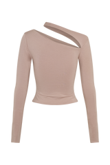 Sasha Modal Long Sleeve Top With Cut Out - Mushroom