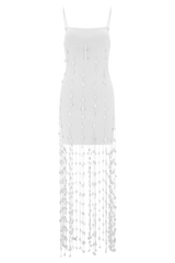 Tove Hand Knit Flower Mini Dress - White