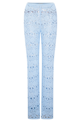 Trena Crochet Knit Pants - Sky Blue