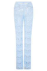 Trena Crochet Knit Pants - Sky Blue