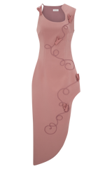 Virginia Suiting Embroidered Midi Dress - Burnt Rose