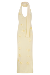 Wynn Floral Knit Midi Dress - Lemon