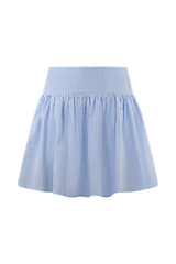 Gretel Hem Mini Skirt - Blue Pinstripe