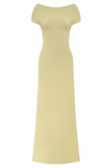 Imogen Off Shoulder Slinky Maxi Dress - Lemon
