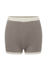 Julianne Contrast Knit Shorts - Pebble/Ivory