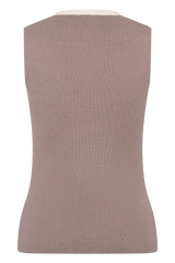 Julianne Contrast Knit Top - Pebble/Ivory