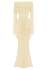 Kaitlin One Shoulder Slinky And Mesh Maxi Dress - Ivory
