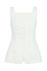 Kaitlyn Square Neck Long Line Top - White