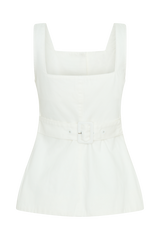 Kaitlyn Square Neck Long Line Top - White