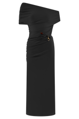 Kendra Scuba Jersey Midi Dress With Hardware - Black