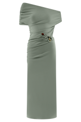 Kendra Scuba Jersey Midi Dress With Hardware - Sage